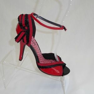 Penthouse Red Ankle Strap Stilettos Size 10 #056